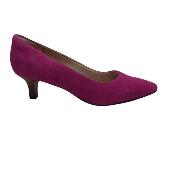 Clarks Shondrah Ruby Hot Pink Suede Kitten Heel Pumps Womens 9.5 Wide - Picture 2 of 13